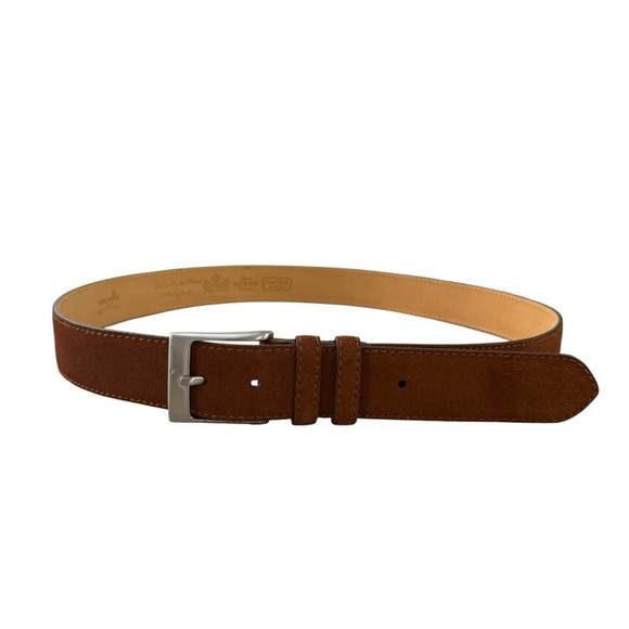 Leyva Brown Suede Leather Belt - Hand Made in Spain - Men’s Size 38 - 40 - Picture 2 of 8